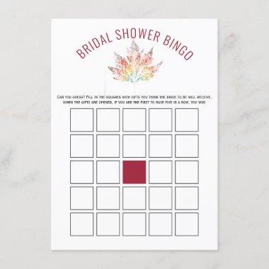 Leaf print burgundy bridal shower bingo game Invitations