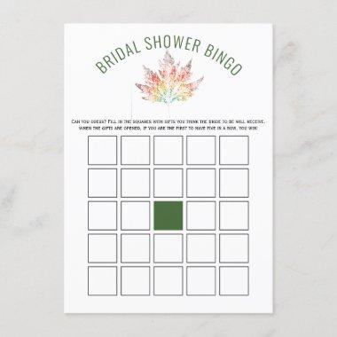 Leaf print green bridal shower bingo game Invitations