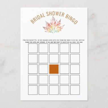 Leaf print orange bridal shower bingo game Invitations