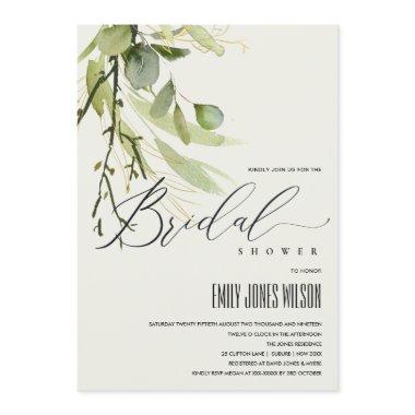 LEAFY BUNCH GREEN FOLIAGE WATERCOLOR BRIDAL SHOWER Invitations