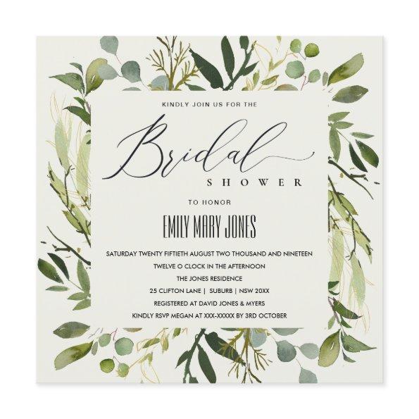 LEAFY GREEN GOLD FOLIAGE WATERCOLOR