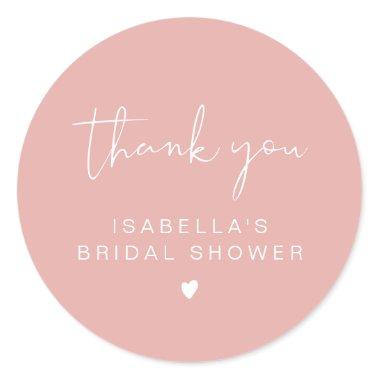 LEAH Vibrant Pastel Pink Bridal Shower Thank You Classic Round Sticker