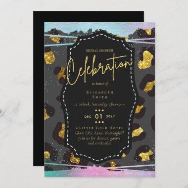 LeahG Budget Glam Chic Bridal Shower Unicorn Gold Invitations