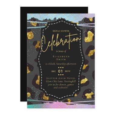 LeahG Budget Glam Chic Bridal Shower Unicorn Gold Invitations