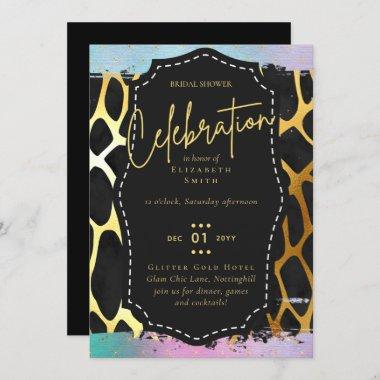 LeahG Budget Glam Chic Bridal Shower Unicorn Gold Invitations