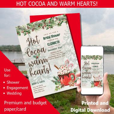 LeahG Hot Cocoa Warm Hearts Winter Bridal Shower Invitations