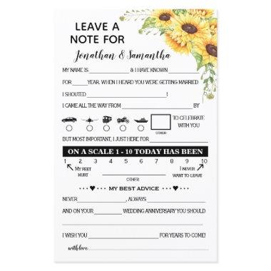 Leave a Note for Newlywed bilingual Sunflowers