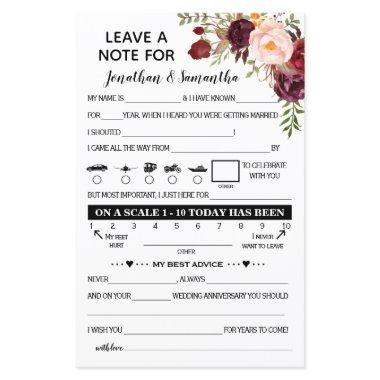 Leave a Note for Newlywed Marsala Shower