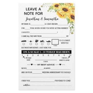 Leave a Note for Newlyweds Sunflowers Game  Flyer