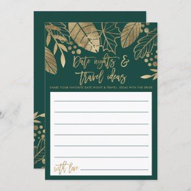 Leaves gold green date night bridal shower Invitations