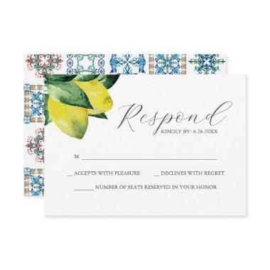 Lemon Amalfi Tile Bridal Shower RSVP Card