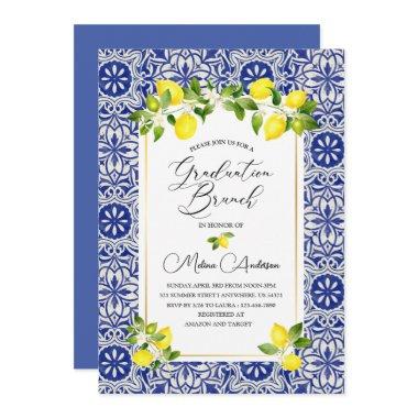 Lemon and blue mosaic watercolor graduation bran