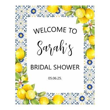 Lemon and Blue Tiles  Welcome Sign