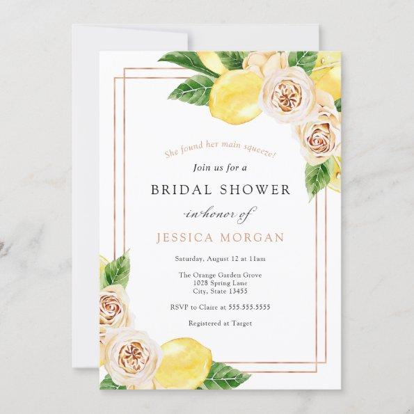 Lemon and Greenery Bridal Shower Invitations
