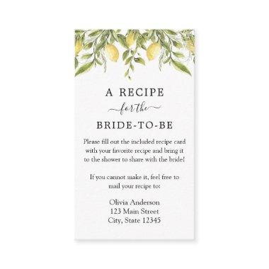 Lemon and Greenery Recipe Request Enclosure