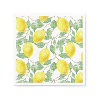 Lemon and Leaf Pattern Main Squeeze Bridal Shower Napkins