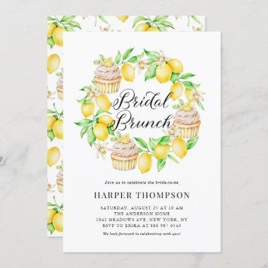 Lemon and Lemon Cupcake Summer Bridal Brunch Invitations