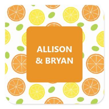 Lemon and Orange Wedding or  Gift Square Sticker