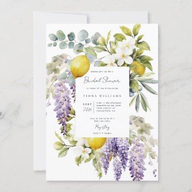 Lemon and Purple Bridal Shower Invitations