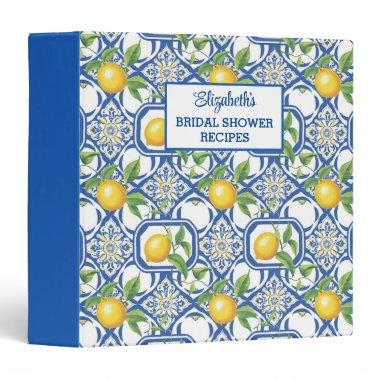 Lemon Azulejo Tiles Pattern  Recipes 3 Ring Binder