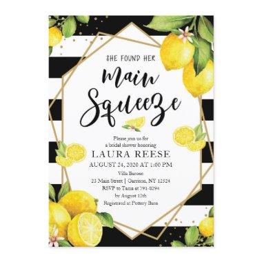 Lemon Black Stripes Bridal Shower Invitations