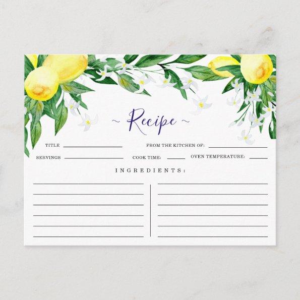 Lemon Blossom Greenery Bridal Shower Recipe Invitations
