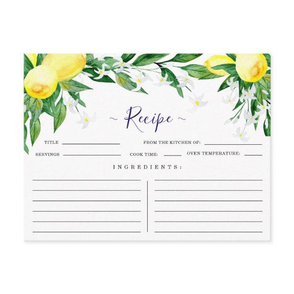 Lemon Blossom Greenery Bridal Shower Recipe Invitations