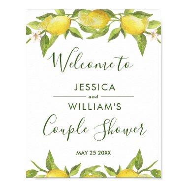 Lemon Blossom Greenery Couples Shower Welcome Sign