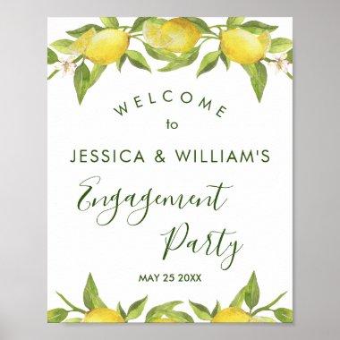 Lemon Blossom Greenery Engagement Party Sign