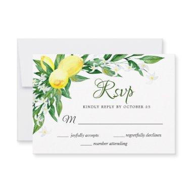 Lemon Blossom Greenery RSVP Card