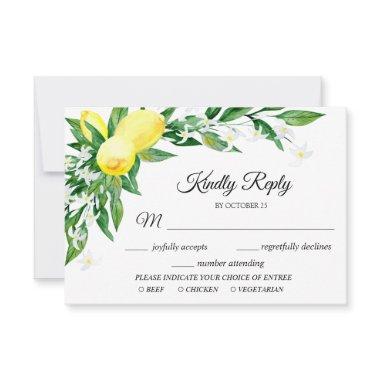 Lemon Blossom Greenery RSVP Card with Meal Choice