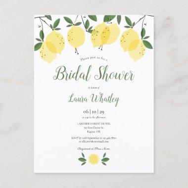 Lemon Blossom Greenery Watercolour Bridal Shower Announcement PostInvitations