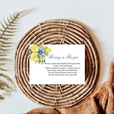 Lemon Blue Floral Book recipe for the bride Enclosure