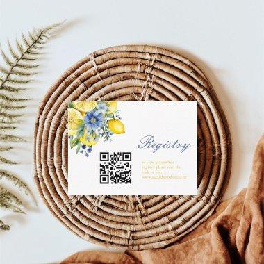 Lemon Blue Floral Citrus Bridal registry Enclosure