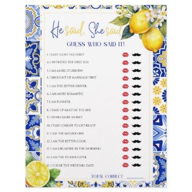 Lemon Blue He Said She Said  Game
