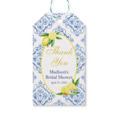 Lemon Blue Tile Party Favor Tag