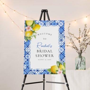 Lemon Blue Tiles Floral  Welcome Foam Board