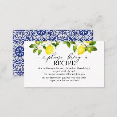 lemon branch and blue mosaic bridal shower enclosure Invitations