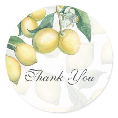 Lemon Branches White & Yellow Country Rustic Favor Classic Round Sticker