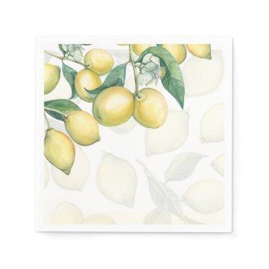 Lemon Branches White & Yellow Country Rustic Party Napkins