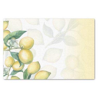 Lemon Branches White & Yellow Country Rustic Tissue Paper