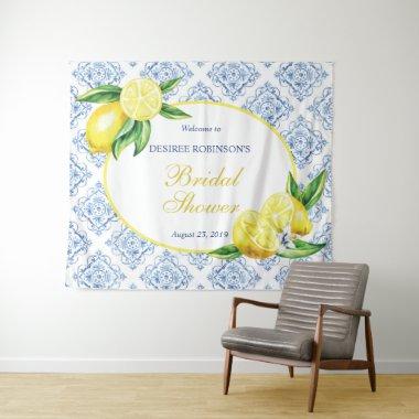 Lemon Bridal Shower Blue Tile Italian Backdrop