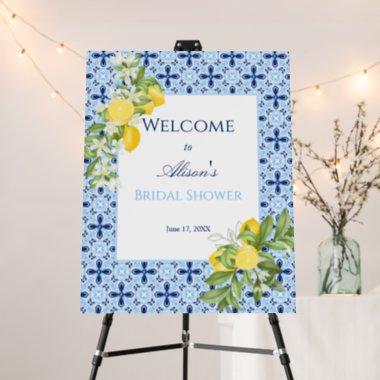 Lemon Bridal Shower Blue Tile Italian Welcome Sign
