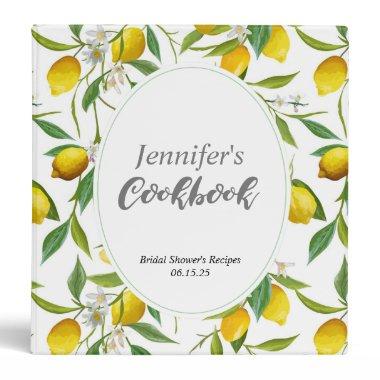 Lemon Bridal Shower Cookbook, Recipe Binder