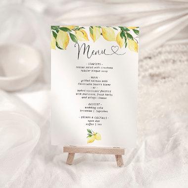 Lemon Bridal Shower Elegant Menu Invitations