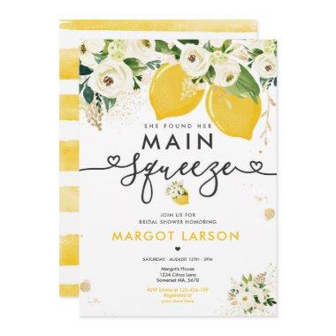 Lemon Bridal Shower Floral Lemon Main Squeeze Invitations