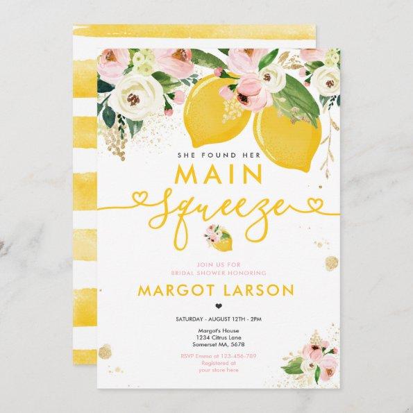 Lemon Bridal Shower Floral Lemon Main Squeeze Invitations