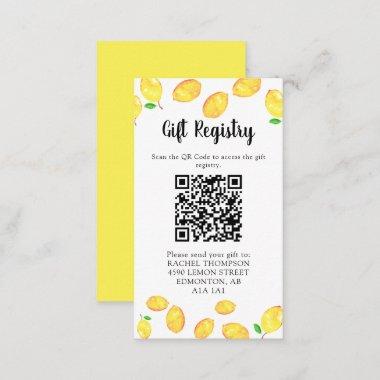 Lemon Bridal Shower Gift Registry QR Code Enclosure Invitations