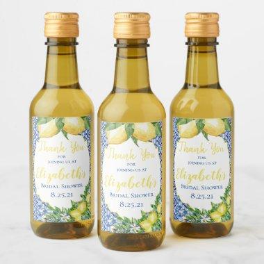 Lemon Bridal Shower Mini Wine Bottle Label