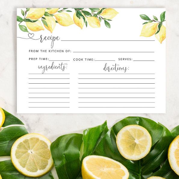 Lemon Bridal Shower Recipe Invitations